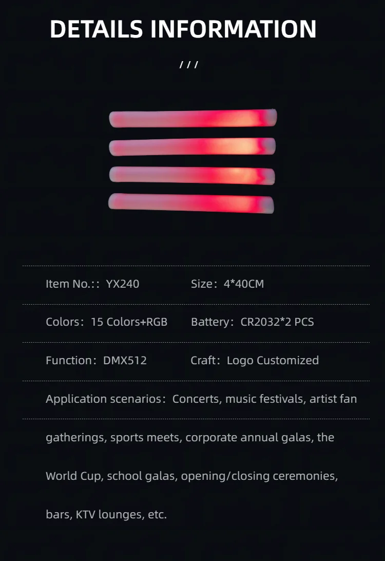 YX240 DMX512 LED Foam Stick view